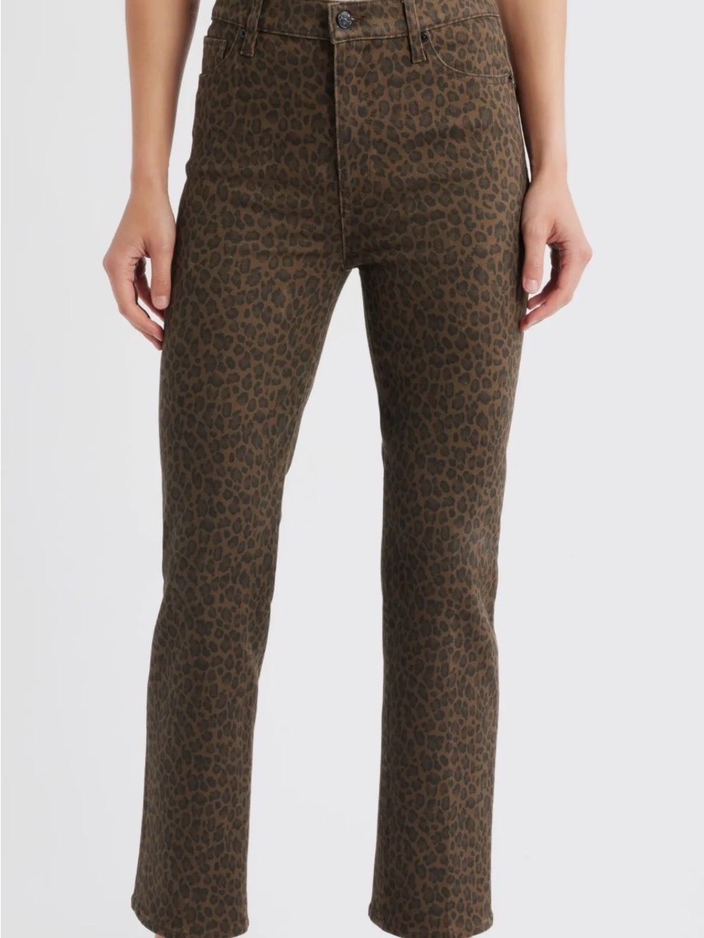 FRAME Le Sleek Leopard Print Straight Leg Jeans - Brown